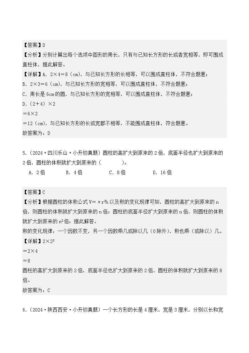 第十二章、立体图形(小升初真题汇编)-2025年小升初数学真题分类汇编(人教版)(教师版)第3页