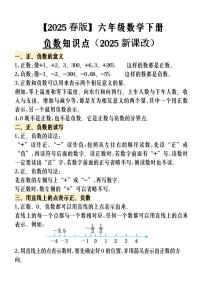 2025春新版【寒假预习】六年级数学下册负数知识点