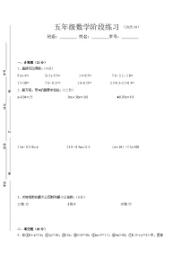 扬州市2024-2025学年五年级第二学期期中数学试题一