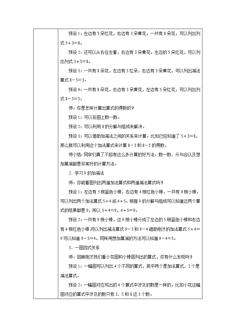 《8和9的加、减法》(教案)-一年级上册数学人教版(2024)第2页