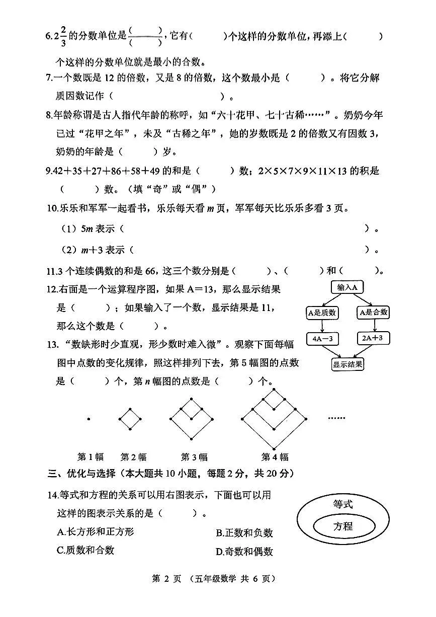 江苏省连云港市东海县2024-2025学年第二学期期中学业质量监测五年级数学试卷第2页