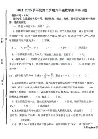 山东省聊城市阳谷县2024-2025学年下学期期中测试六年级年级数学试卷