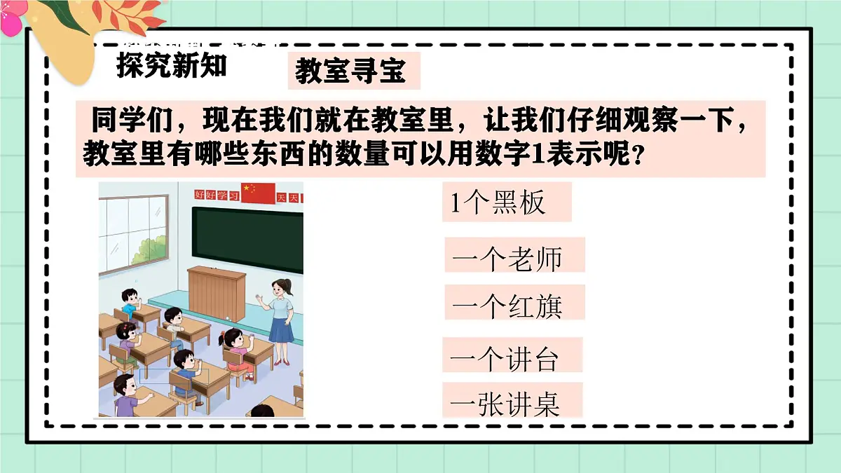 西师大版一年级上册数学第一单元《0~9的认识-认识0~9》2《找一找身边的“1”》第5页