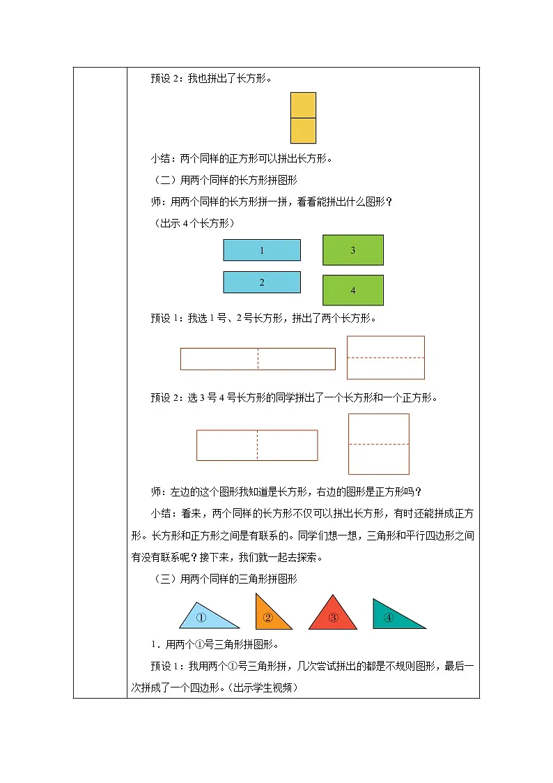 《图形的拼组》教学设计-2024-2025学年一年级下册数学人教版第2页