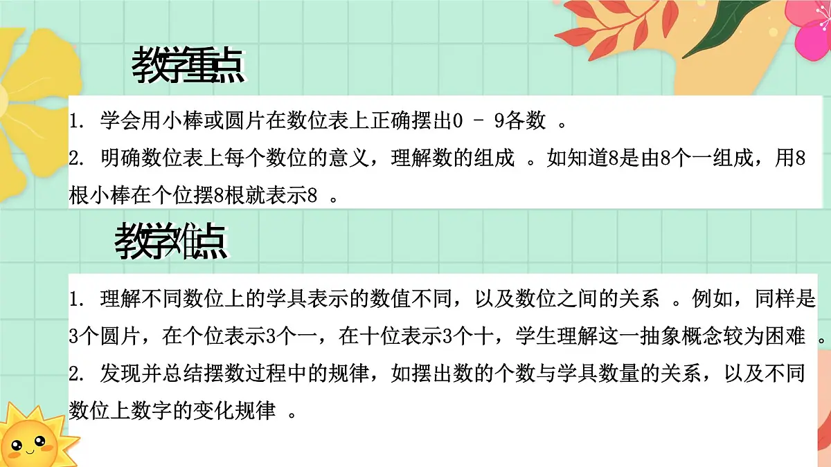 西师大版一年级上册数学第一单元《0~9的认识-认识0~9》7《摆一摆 说一说》第3页
