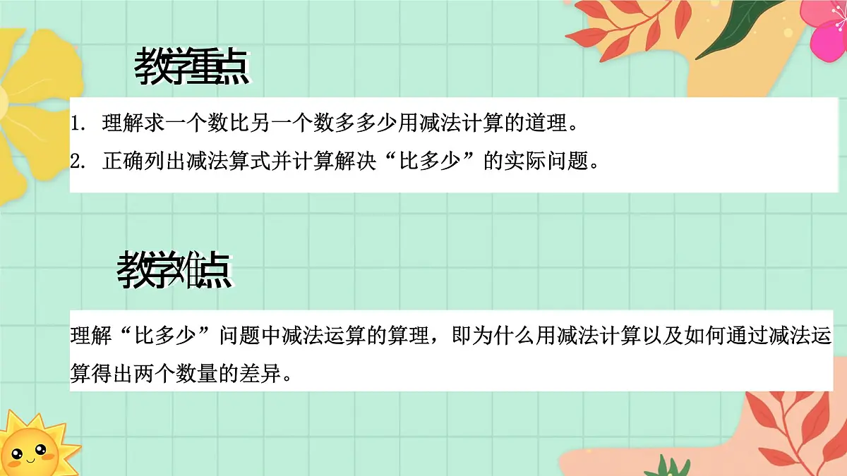 西师大版一年级上册数学第二单元(认识减法)2《狗比猫多多少只?》课件pptx第3页