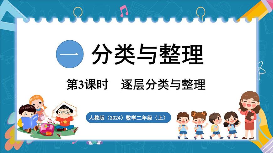人教版(2024)数学二年级上册 1.3 逐层分类与整理(课件)第1页
