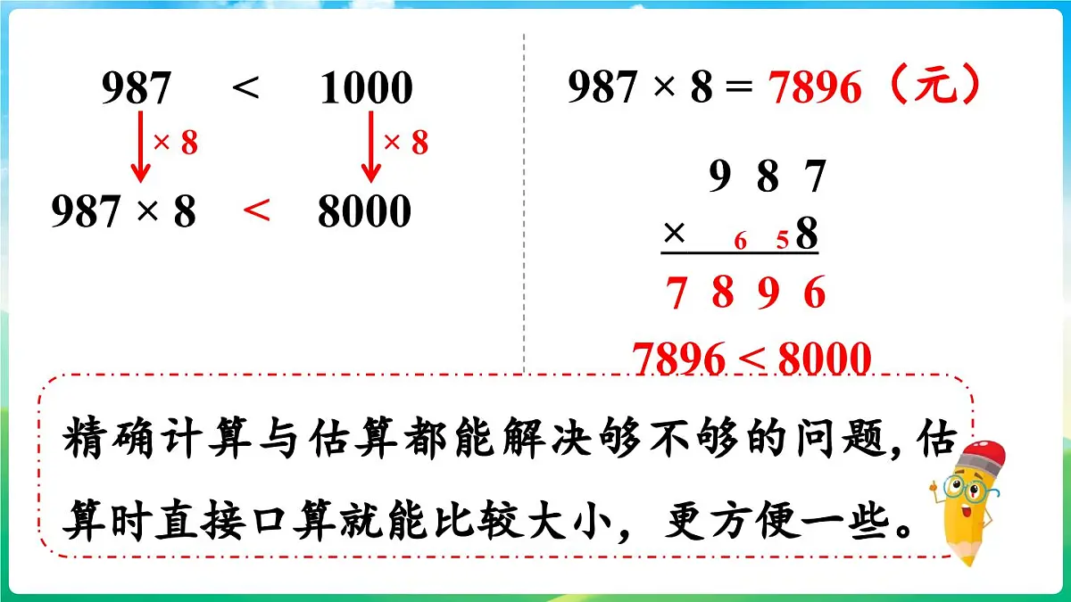 人教版(2024)数学三年级上册 4.2 笔算乘法 第5课时 用估算解决问题(课件)第8页