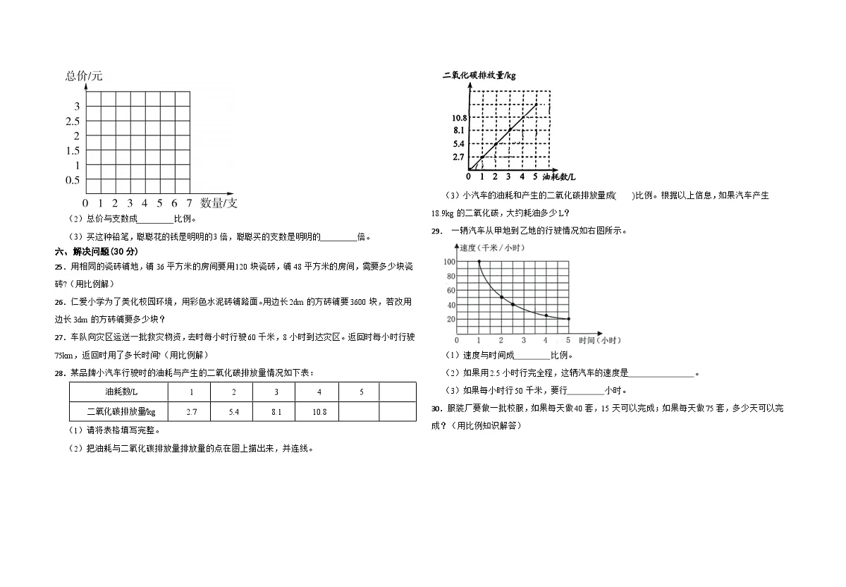 北师大版小学数学小升初模拟试卷正比例和反比例(含答案)第3页