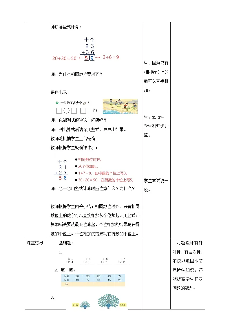 青岛版新版一下5.1《两位数加两位数(不进位)》(教案)第3页