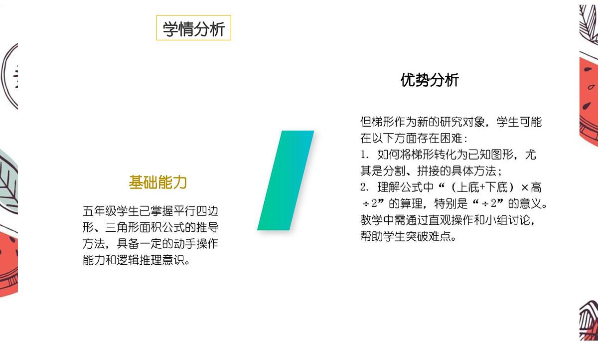 西师大版小学数学五年级上册第五单元第5课时《梯形的面积(1)》说课课件第3页