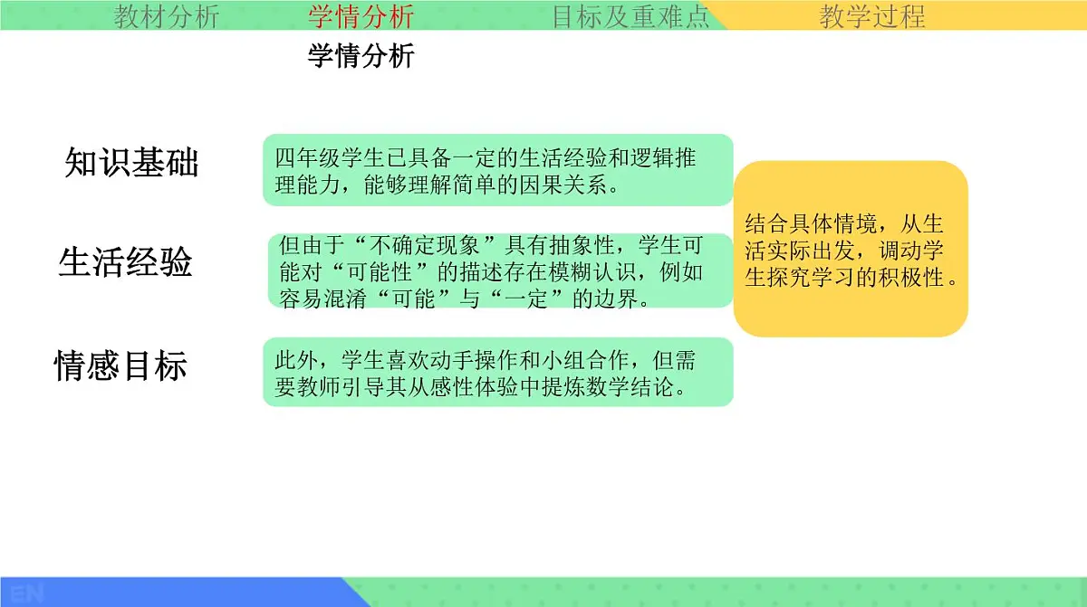 西师大版小学数学四年级上册第八单元第一课时《不确定现象的判定》说课课件第4页