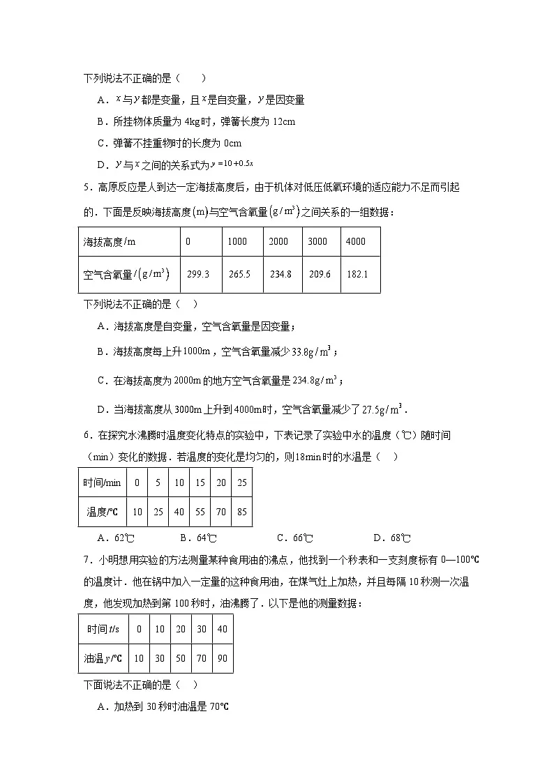 第九章变量之间的关系期末单元复习题 鲁教版(五四制)数学六年级下册第2页
