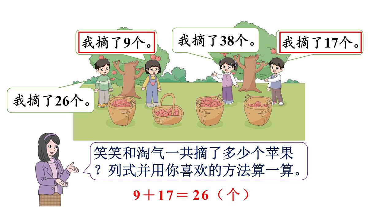 小学数学新北师大版二年级上册1.2 摘苹果教学课件(2025秋)第2页