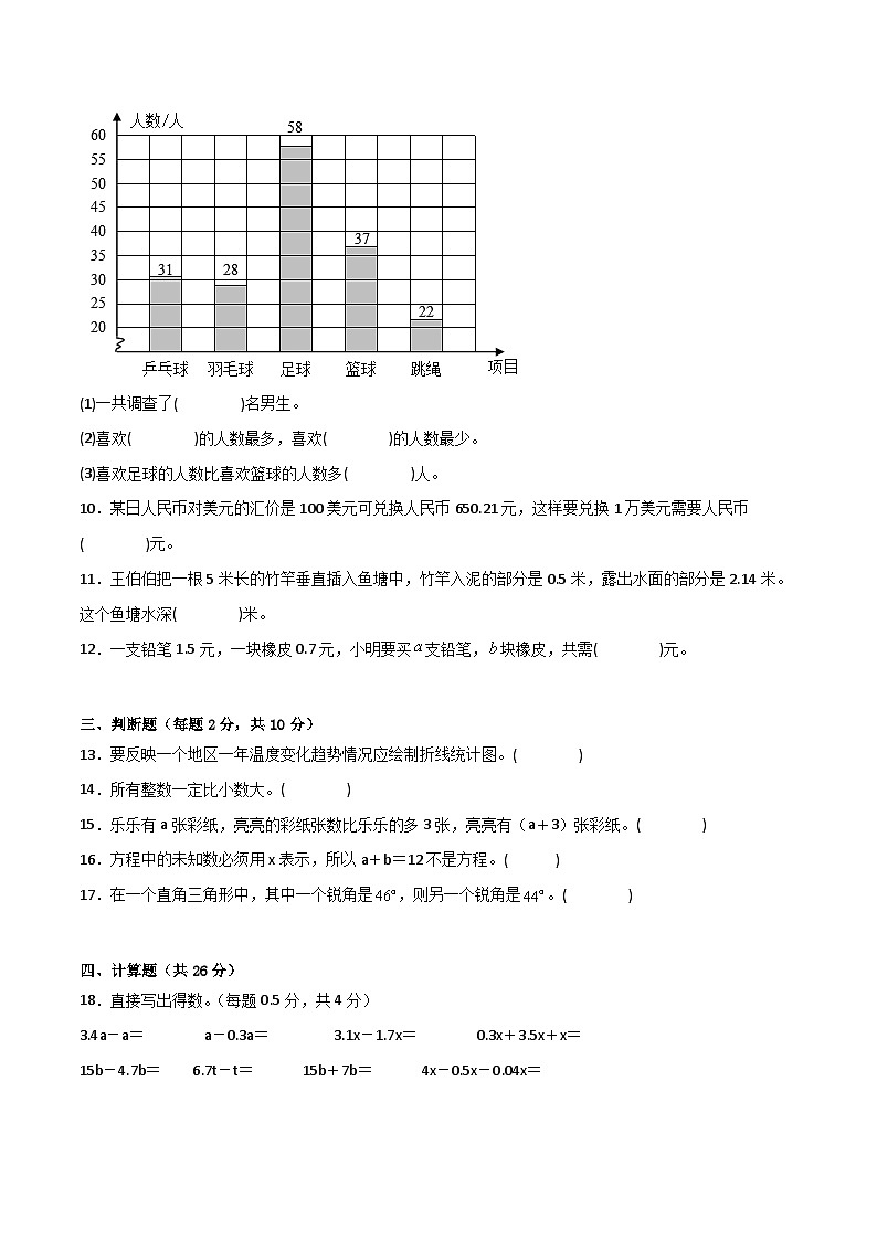 期末考前冲刺卷(综合训练)-小学数学四年级下册北师大版第2页