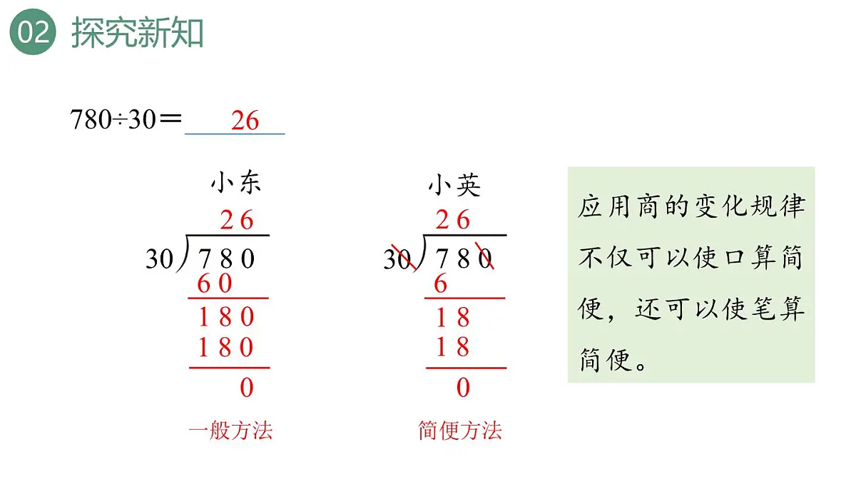 新人教版数学四年级上册6.2.11商的变化规律的应用课件第6页