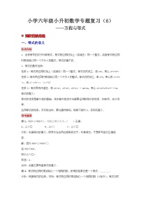 小学六年级小升初数学专题复习（6）方程与等式（典例精析+拔高训练）