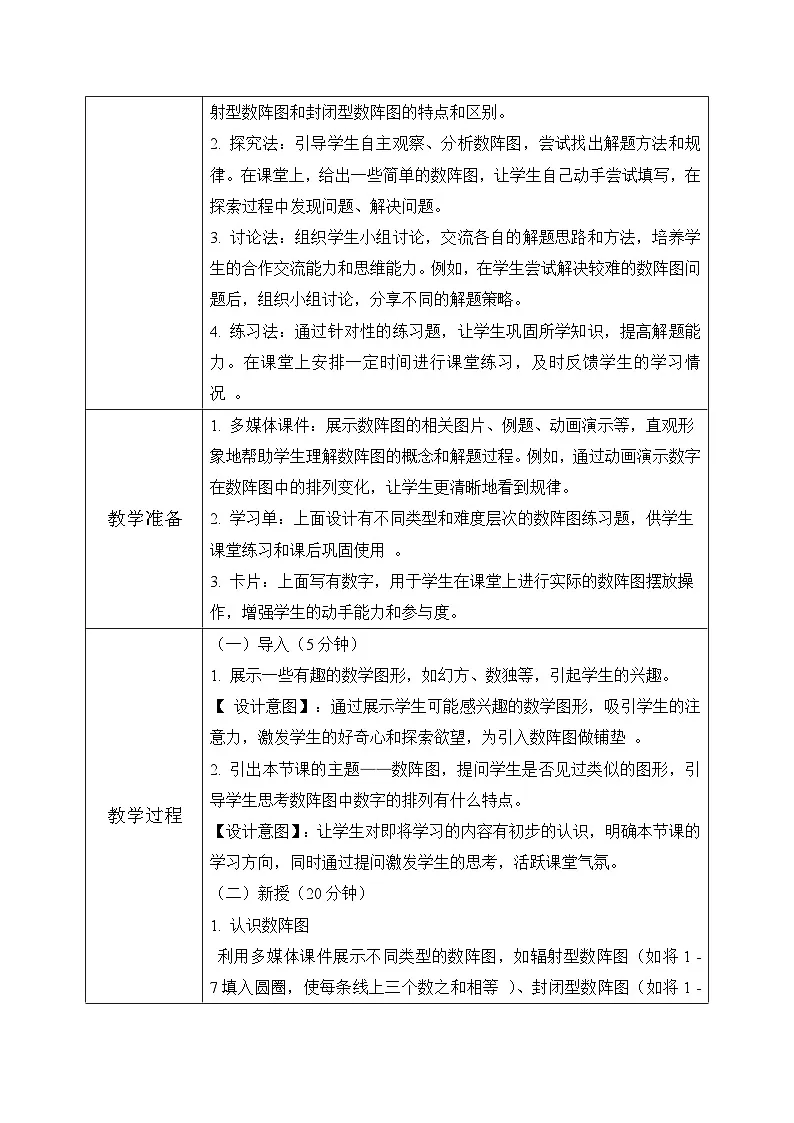 西师版三年级上册数学第三单元(数学游戏)《大破数阵图》教案第3页