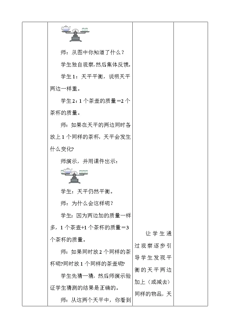 人教版数学五上5.6《等式的性质》教学设计第3页