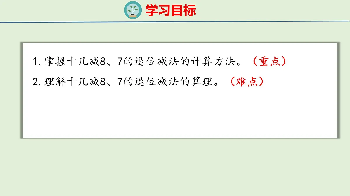 2025年青岛版五四制一年级数学上册 5.5 十几减8、7(课件)第2页