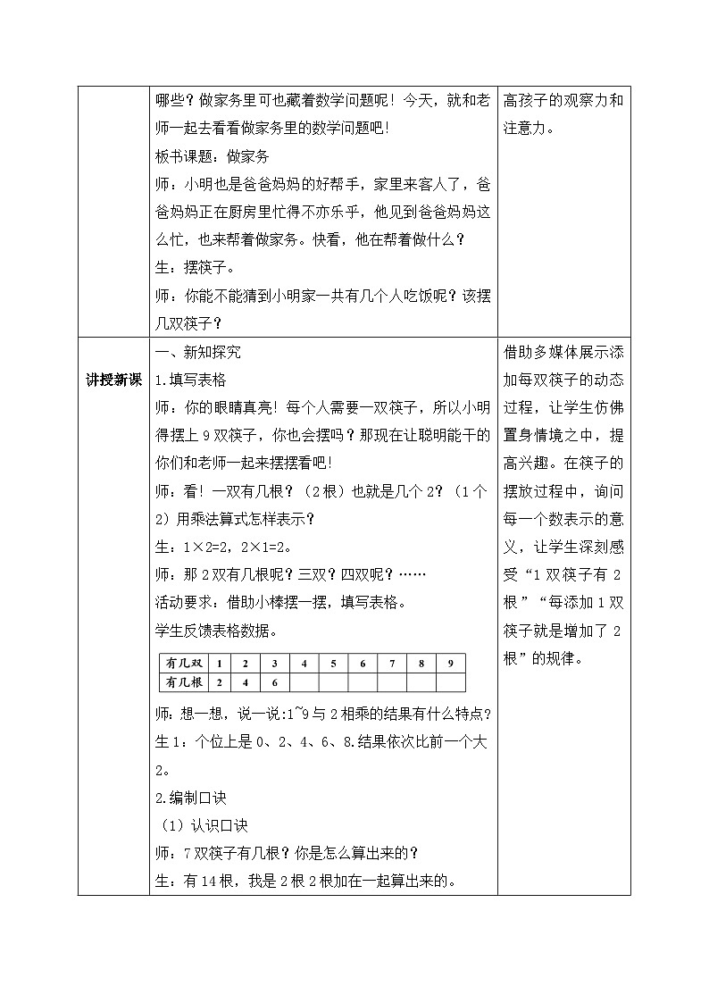 【核心素养】2025秋新北师大版小学数学二年级上册 第四单元 《4.2 做家务》教案(含教学反思)第2页
