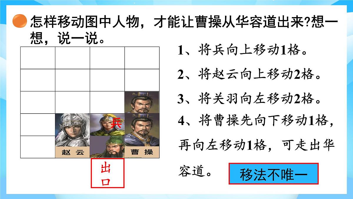 【核心素养】2025秋新北师大版小学数学二年级上册 第六单元 《6.2好玩的华容道》课件第4页
