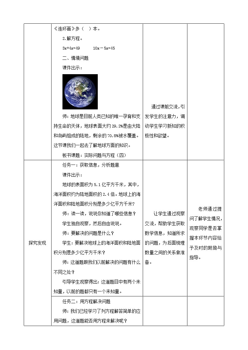 【任务型备课】人教版五年级上册-5.13 实际问题与方程(四)(教案)第2页