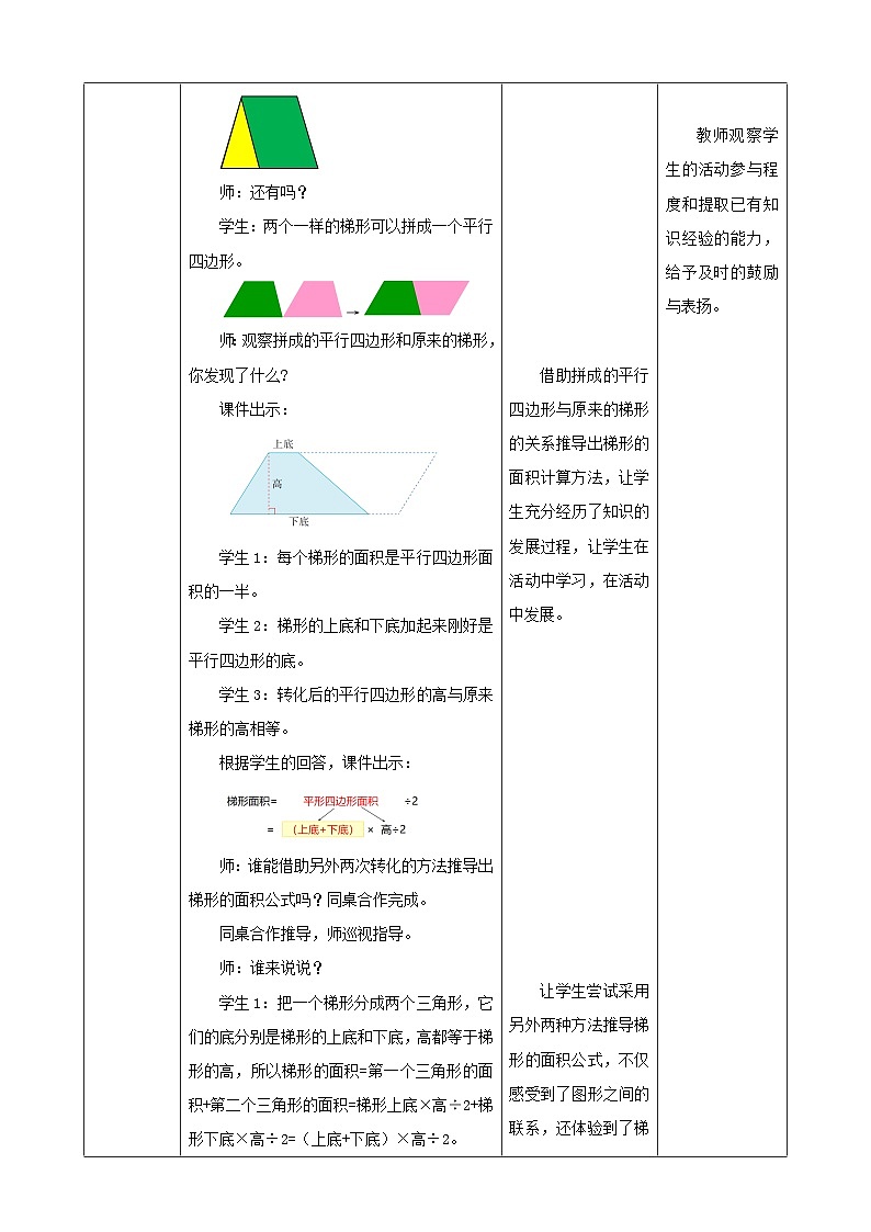 【任务型备课】人教版五年级上册-6.3 梯形的面积(教案)第3页
