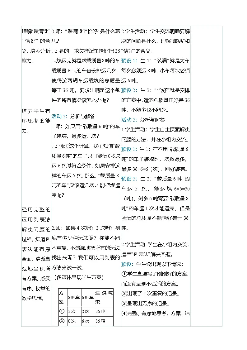 (大单元整体教学)3.4列表法解决问题(表格式)教学设计 人教版 三年级上册数学第3页