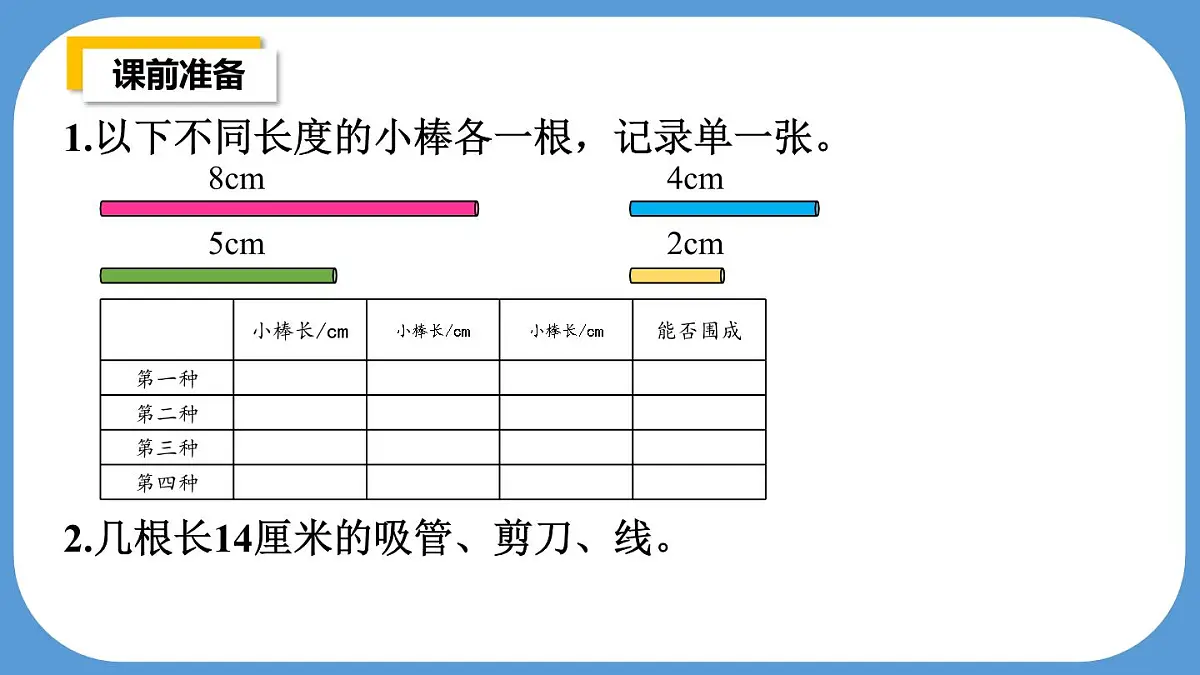 苏教版四年级数学下册第7单元第2课时《三角形的三边关系》课件第2页