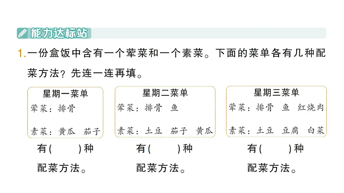 小学数学新北师大版三年级上册第八单元数学好玩搭配中的学问作业课件(2025秋)第2页