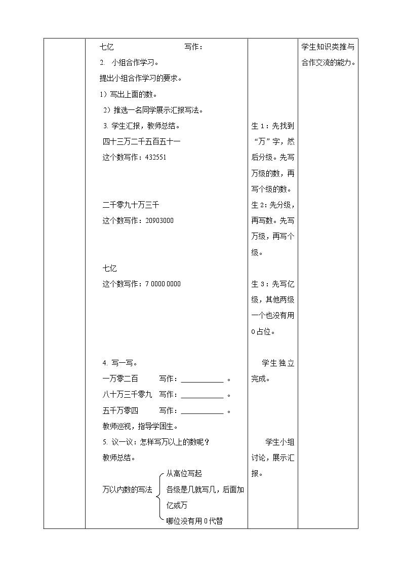 【任务型备课】西师大版四年级上册-1.2 万以上数的写法和比大小(教案)第2页