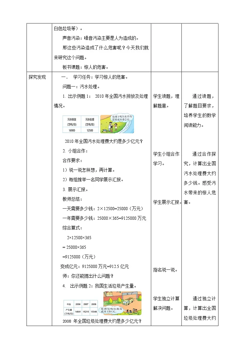 【任务型备课】西师大版四年级上册-6.3 惊人的危害(教案)第2页