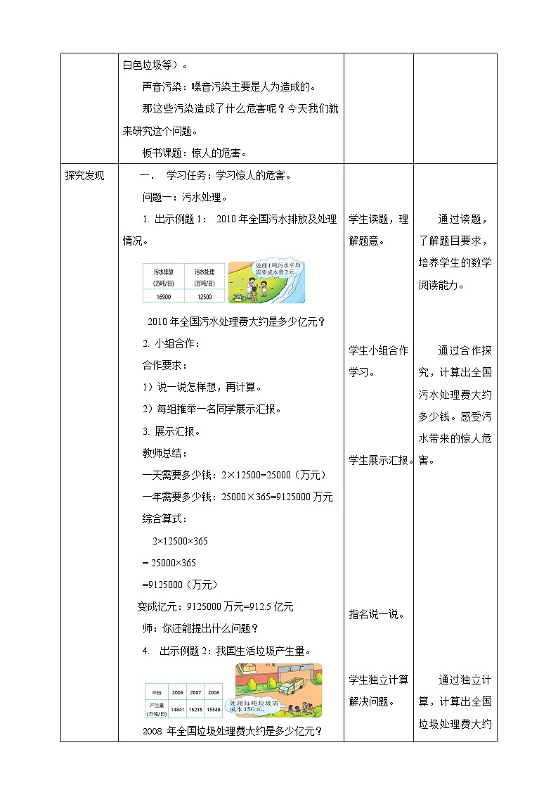 【任务型备课】西师大版四年级上册-6.3 惊人的危害(教案)第2页