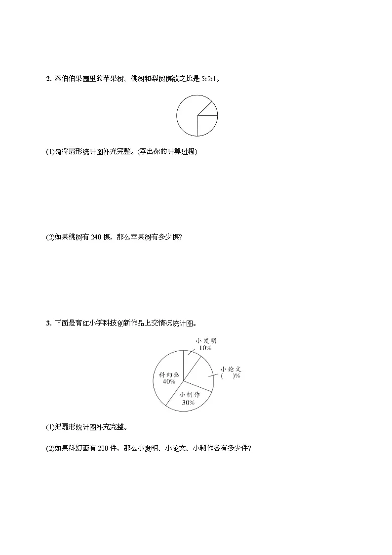 2024-2025学年人教版数学六年级上册期末复习专题—考点检测(扇形统计图)(含答案)第3页