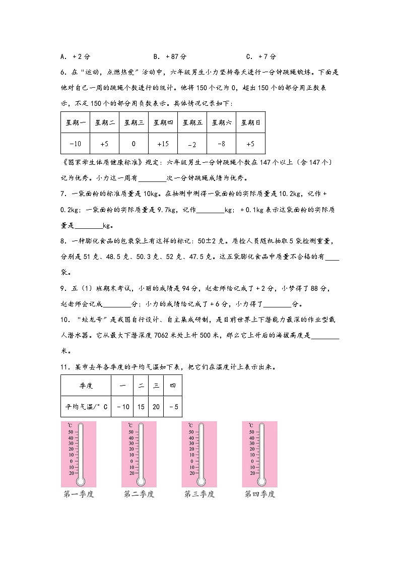 (暑假新课自学)第02课 用正负数表示具有相反意义的量-2025-2026学年五年级上册数学暑假预习(知识梳理+过关检测)(苏教版)第2页