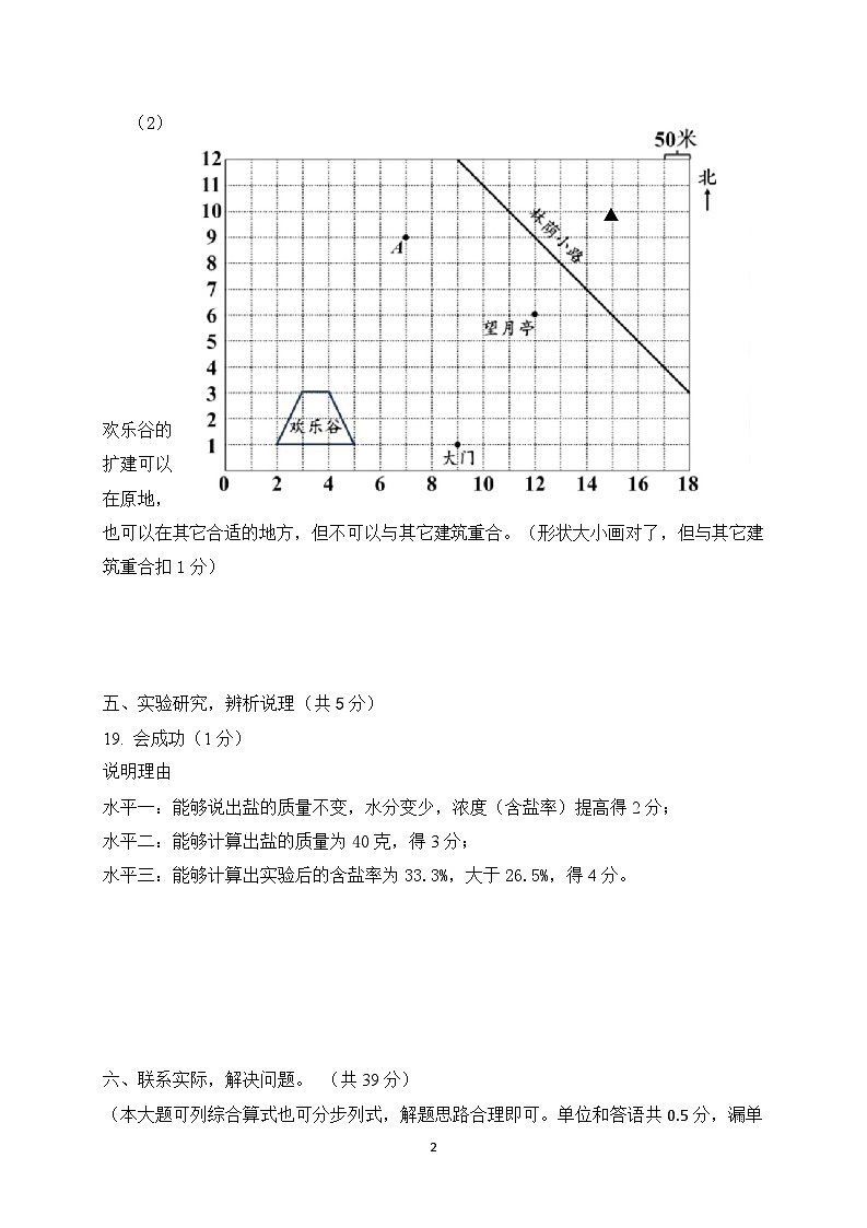 标答:南平市 2024—2025 学年第二学期六年级期末检测(数学)第2页