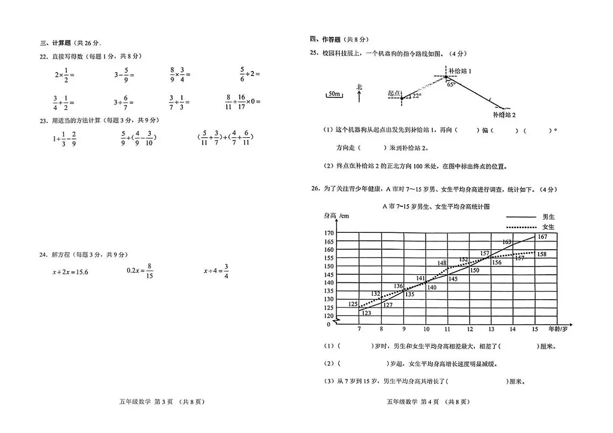 吉林省长春市南关区2024-2025学年五年级下学期期末数学质量测试题第2页