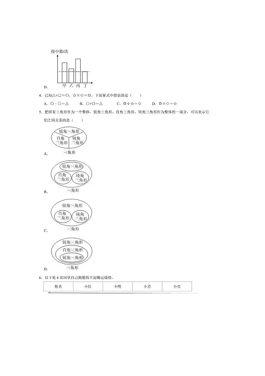 2024~2025学年北京市朝阳区四年级(下)期末数学试卷(含答案)第2页