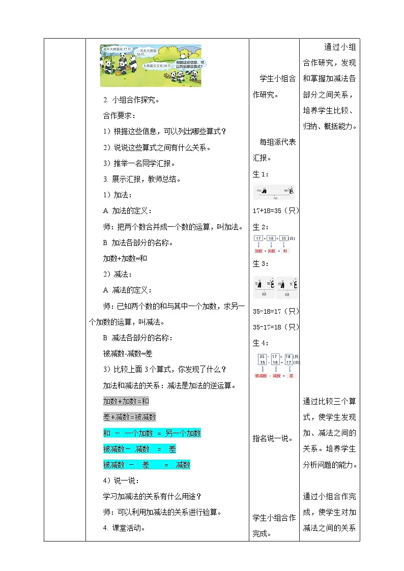 2.1 加减法的关系--教学设计 2025-2026学年小学数学四年级上课 西师大版第2页