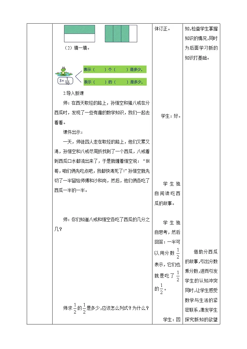 《2.4 分数乘分数》教学设计表格式 2025-2026学年小学数学六年级上册 苏教版第2页