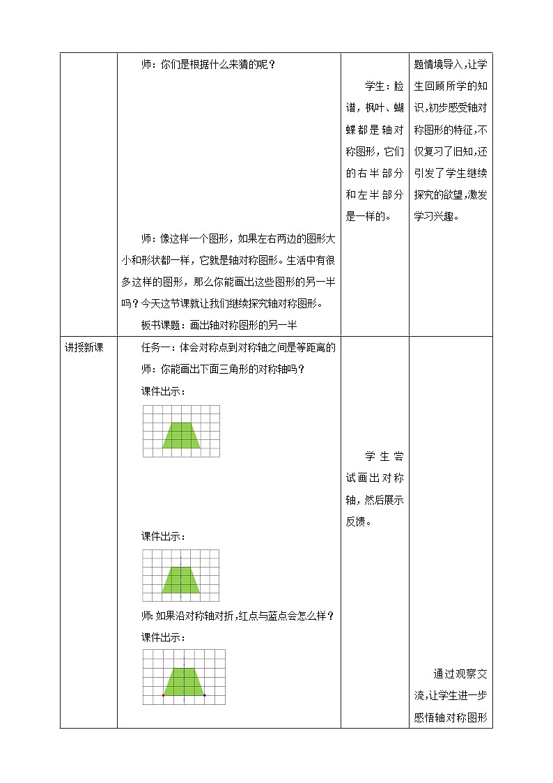 《2.6 画出轴对称图形的另一半》教学设计 -2025-2026学年五年级数学上册 西师大版第2页