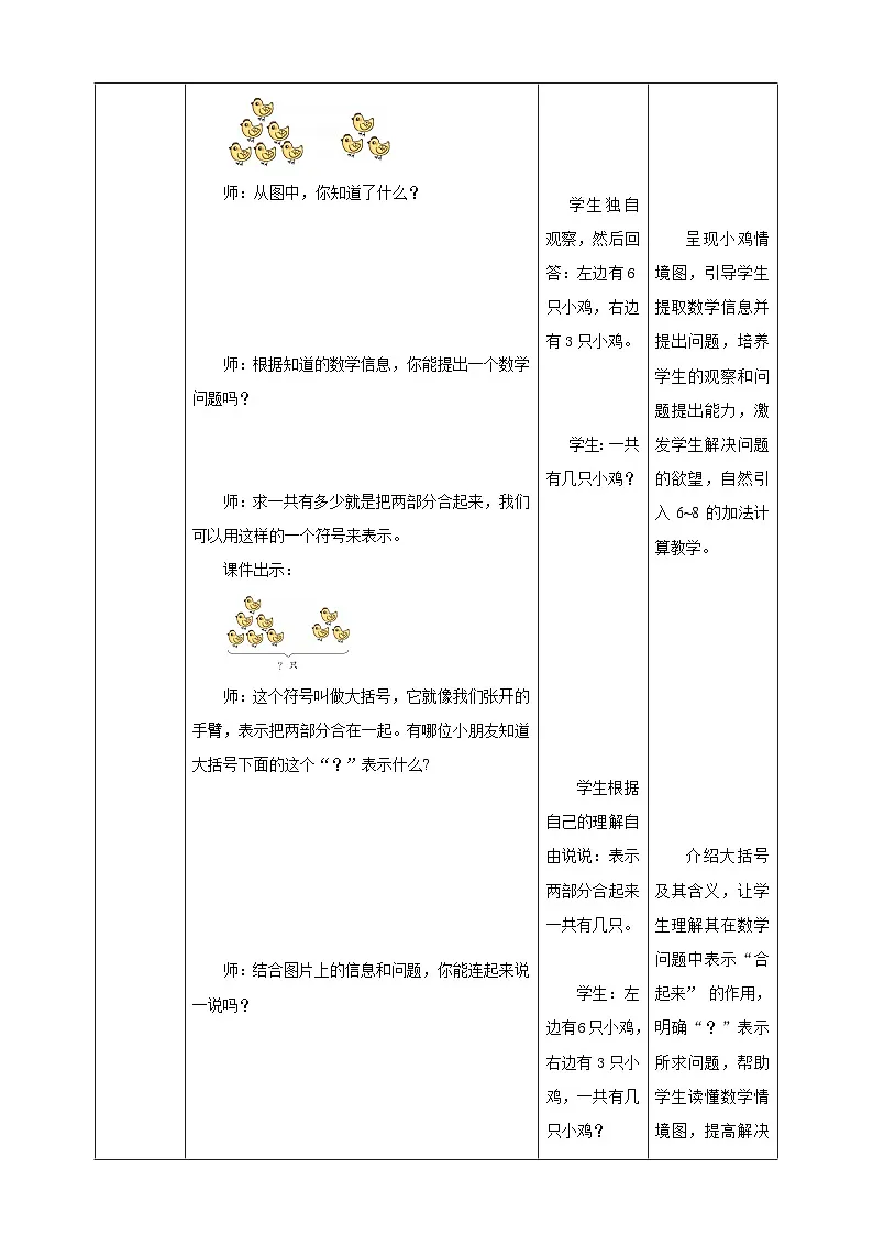 2.3《加法的计算(2)》表格式(教案)-2025-2026学年一年级数学上册 西师大版第3页
