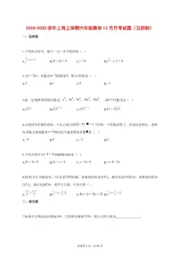 2024_2025学年上海市上学期六年级数学12月月考试题(五四制)含答案