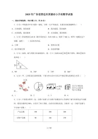 【小升初】2025年广东省清远市英德市六年级下册期末数学试题【附答案】