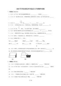 【小升初】2025年河北省沧州市沧县六年级下册期末数学试题【附答案】