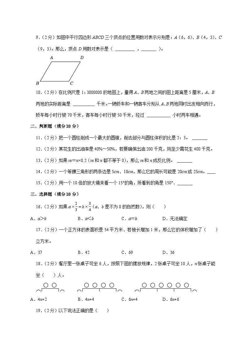 (小升初)2025年江苏省苏州市公办初中初一新生入学分班考试数学检测试卷(含解析)第2页
