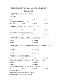 黑龙江省哈尔滨市联考2024-2025学年六年级上学期期中数学试卷（学生版）