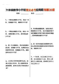 人教版六年级上册数学小升初期末必考应用题母题30道练习含答案