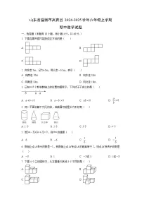 山东省淄博市高青县2024-2025学年六年级上学期期中数学试卷（学生版）